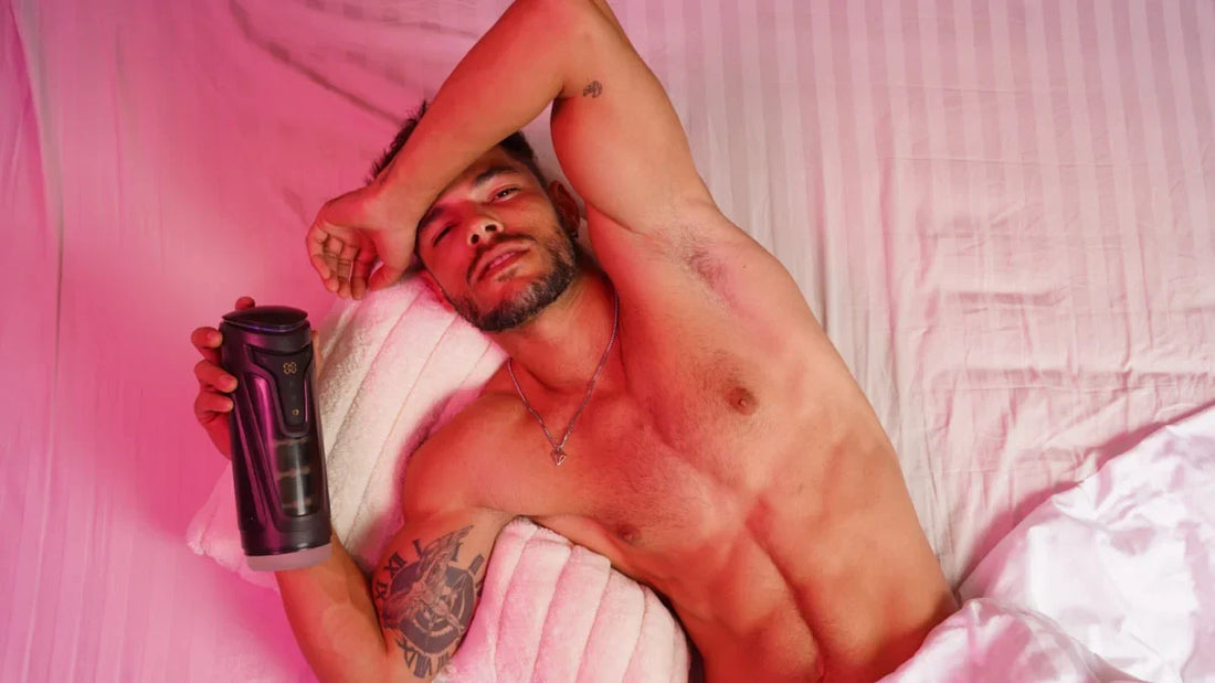 man in bed holding fleshy thrust sync